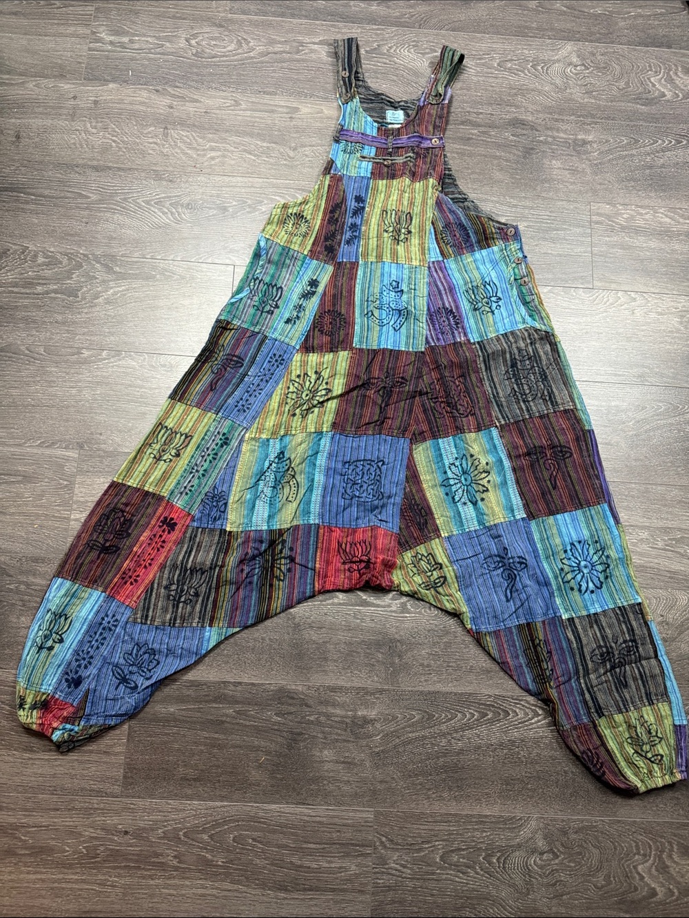 Bohemian Patchwork Harem Jumpsuit - Multicolor